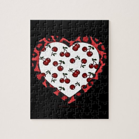 RAB Kirschen Leopard Print Heart Rockabilly Puzzle (Vertikal)