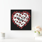 RAB Kirschen Leopard Print Heart Rockabilly Quadratische Wanduhr (Zuhause)