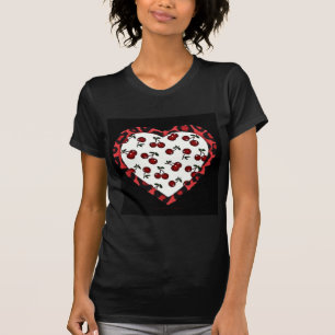 RAB Kirschen Leopard Print Heart Rockabilly T-Shirt