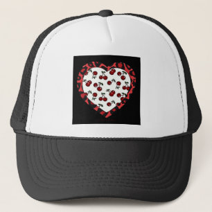 RAB Kirschen Leopard Print Heart Rockabilly Truckerkappe