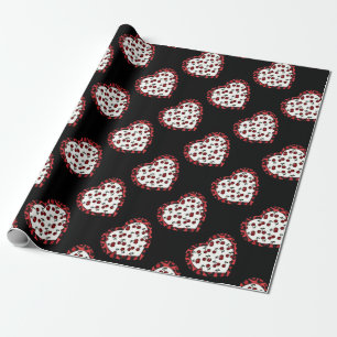 RAB Kirschen Leopardendruck Herz Rockabilly Geschenkpapier
