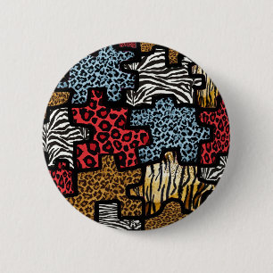 RAB Rockabilly Animal Print Puzzle Button