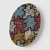 RAB Rockabilly Animal Print Puzzle Große Wanduhr (Winkel)