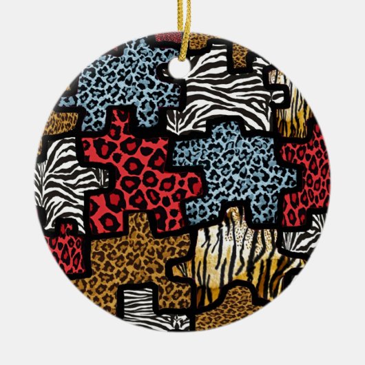 RAB Rockabilly Animal Print Puzzle Keramikornament (Vorne)