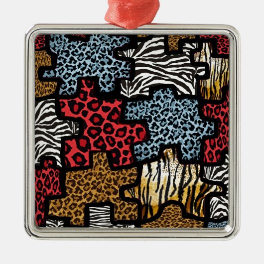 RAB Rockabilly Animal Print Puzzle Ornament Aus Metall (Vorne)