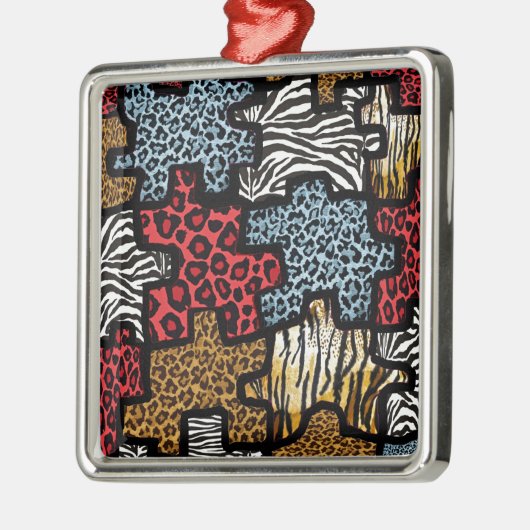 RAB Rockabilly Animal Print Puzzle Ornament Aus Metall (Links)