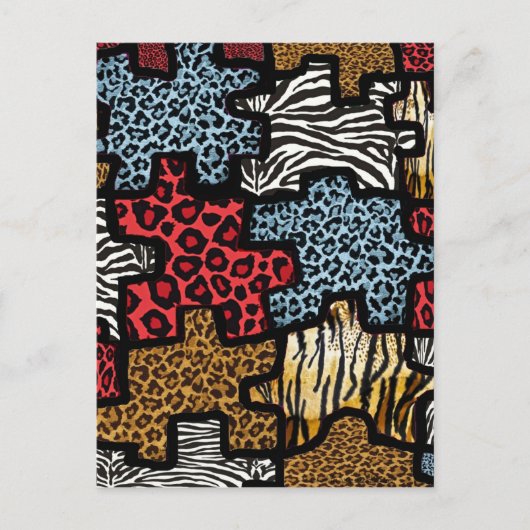 RAB Rockabilly Animal Print Puzzle Postkarte (Vorderseite)