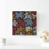 RAB Rockabilly Animal Print Puzzle Quadratische Wanduhr (Zuhause)