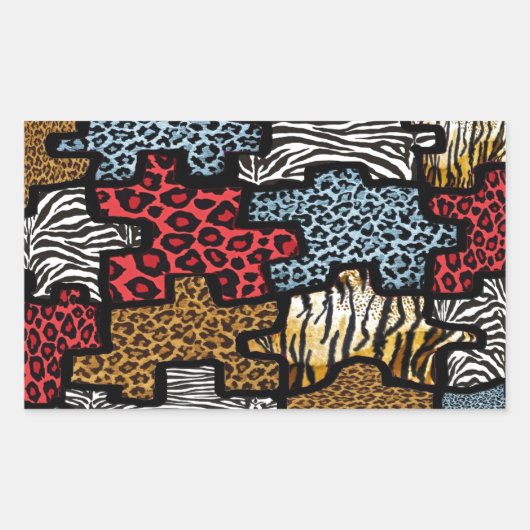 RAB Rockabilly Animal Print Puzzle Rechteckiger Aufkleber (Vorderseite)