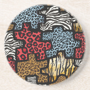 RAB Rockabilly Animal Print Puzzle Sandstein Untersetzer