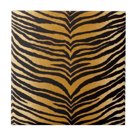 RAB Rockabilly Black and Gold Tiger Print Fliese (Vorderseite)
