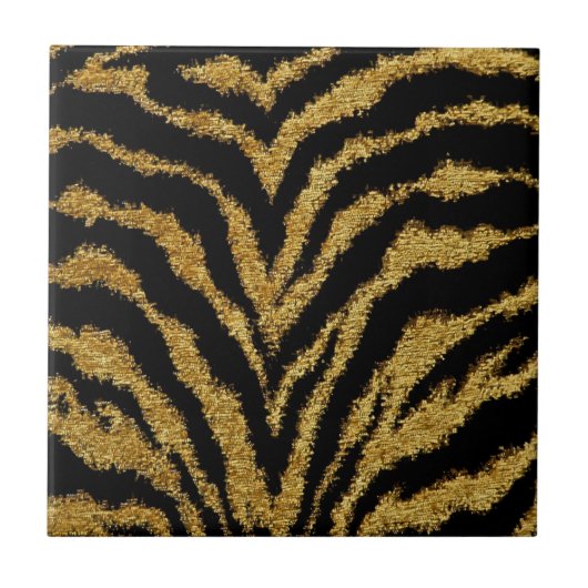 RAB Rockabilly Black Gold Leopard Print Tile Fliese (Vorderseite)