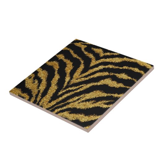 RAB Rockabilly Black Gold Leopard Print Tile Fliese (Seite)