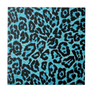 RAB Rockabilly Blau Leoparden-Druck Fliese