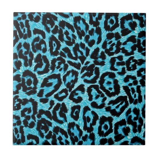 RAB Rockabilly Blue Leopard Print Tile Fliese (Vorderseite)