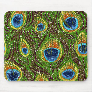 RAB Rockabilly Bunte Pfauenfedern Druck Mousepad