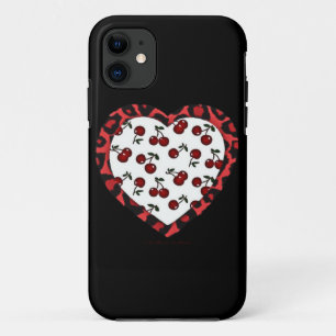 RAB Rockabilly Cherries Leopard Print Heart Case-Mate iPhone Hülle