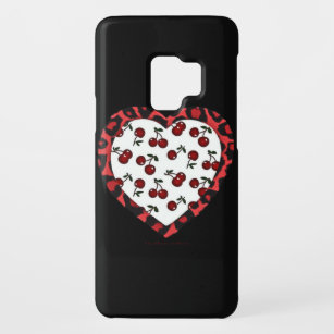 RAB Rockabilly Cherries Leopard Print Heart Case-Mate Samsung Galaxy S9 Hülle