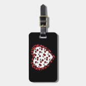 RAB Rockabilly Cherries Leopard Print Heart Gepäckanhänger (Vorderseite vertikal)
