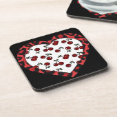 RAB Rockabilly Cherries Leopard Print Heart Getränkeuntersetzer (Linke Seite)