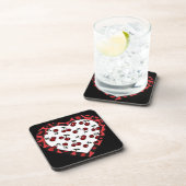 RAB Rockabilly Cherries Leopard Print Heart Getränkeuntersetzer (Rechte Seite)