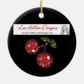 RAB Rockabilly Cherries Leopard Print Heart Keramik Ornament (Hinten)