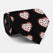 RAB Rockabilly Cherries Leopard Print Heart Krawatte (Gerollt)