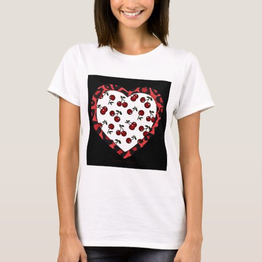 RAB Rockabilly Cherries Leopard Print Heart T-Shirt (Vorderseite)