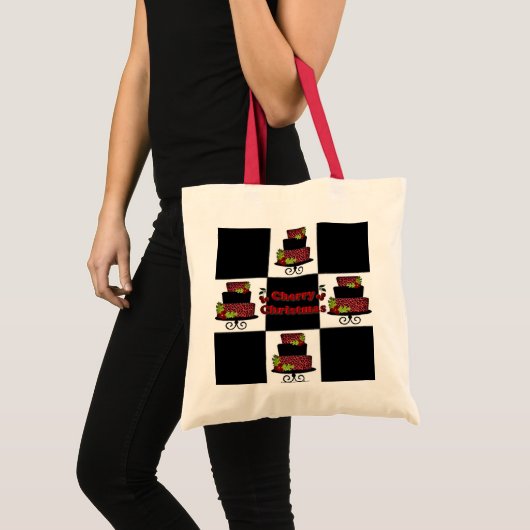 RAB Rockabilly Cherry Christmas Cake Tiles Bag Tragetasche (Vorderseite (Produkt))