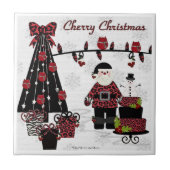RAB Rockabilly Cherry Christmas Santa Tile Fliese (Vorderseite)