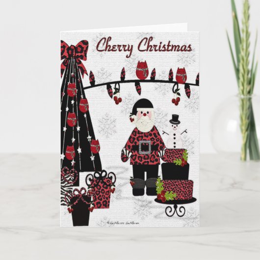 RAB Rockabilly Cherry Christmas Weihnachtskarte Feiertagskarte (Vorderseite)