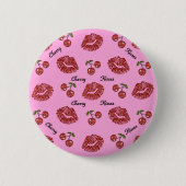 RAB Rockabilly Cherry Kisses auf Pink Button (Vorderseite)