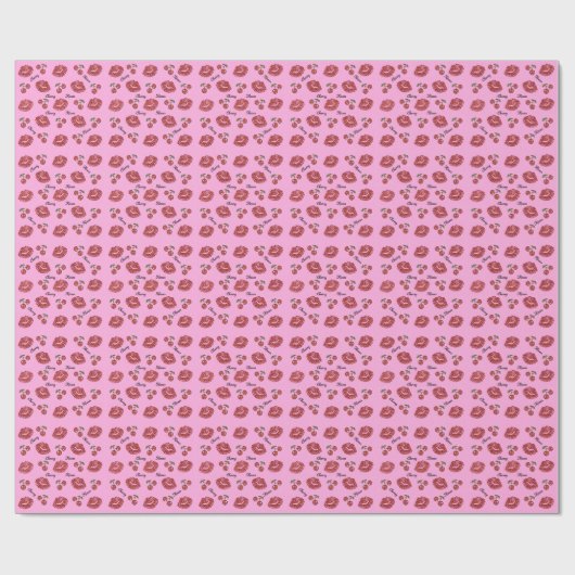 RAB Rockabilly Cherry Kisses auf Pink Geschenkpapier (Flach)