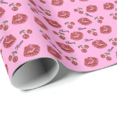 RAB Rockabilly Cherry Kisses auf Pink Geschenkpapier (Rolleneckpunkt)