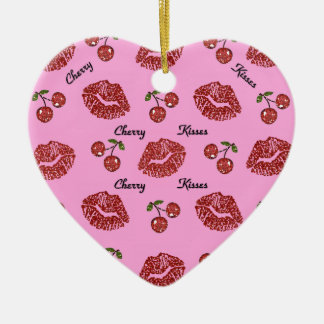 RAB Rockabilly Cherry Kisses auf Pink Keramik Ornament