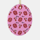 RAB Rockabilly Cherry Kisses auf Pink Keramik Ornament (Rechts)