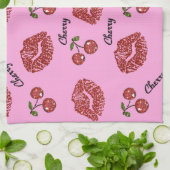 RAB Rockabilly Cherry Kisses auf Pink Küchentuch (Gefaltet)
