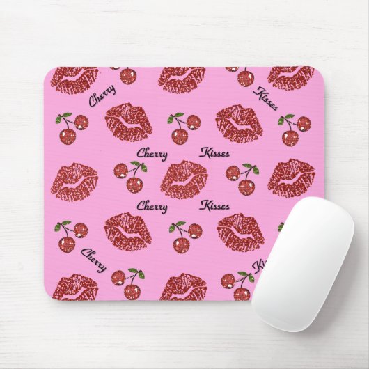 RAB Rockabilly Cherry Kisses auf Pink Mousepad (Mit Mouse)