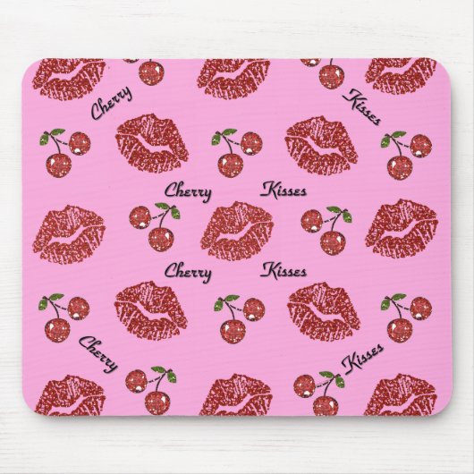RAB Rockabilly Cherry Kisses auf Pink Mousepad (Vorne)