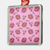 RAB Rockabilly Cherry Kisses auf Pink Ornament Aus Metall (Links)