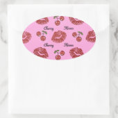 RAB Rockabilly Cherry Kisses auf Pink Ovaler Aufkleber (Tasche)