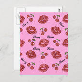 RAB Rockabilly Cherry Kisses auf Pink Postkarte (Vorne/Hinten)