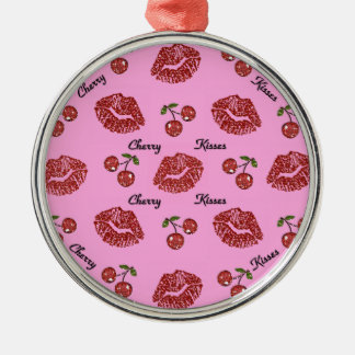 RAB Rockabilly Cherry Kisses auf Pink Silbernes Ornament
