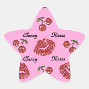 RAB Rockabilly Cherry Kisses auf Pink Stern-Aufkleber