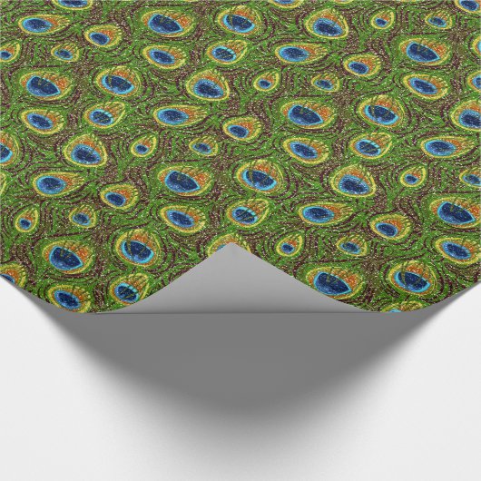 RAB Rockabilly Colorful Peacock Feathers Print Geschenkpapier (Ecke)