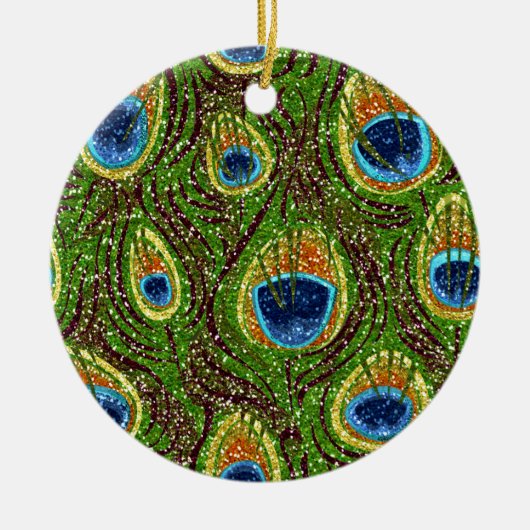 RAB Rockabilly Colorful Peacock Feathers Print Keramikornament (Vorne)