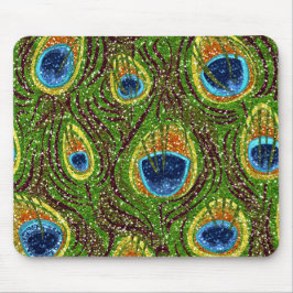 RAB Rockabilly Colorful Peacock Feathers Print Mousepad