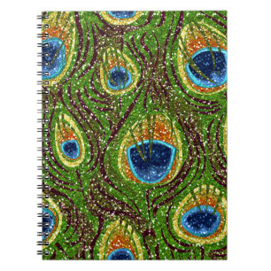 RAB Rockabilly Colorful Peacock Feathers Print Notizblock