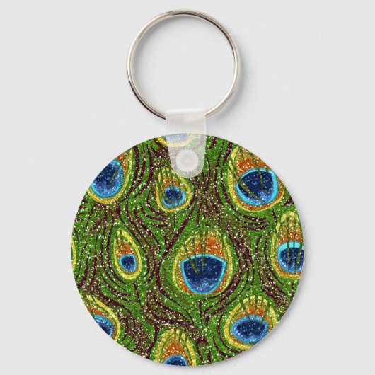 RAB Rockabilly Colorful Peacock Feathers Print Schlüsselanhänger (Vorderseite)