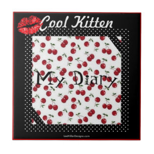 RAB Rockabilly Coole Katze Kirsch-Kuss-Druck-Kache Fliese